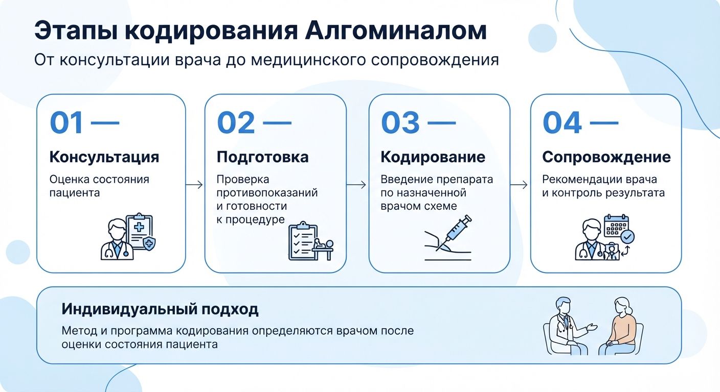Кодирование препаратом «Алгоминал» в Шуе инфографика